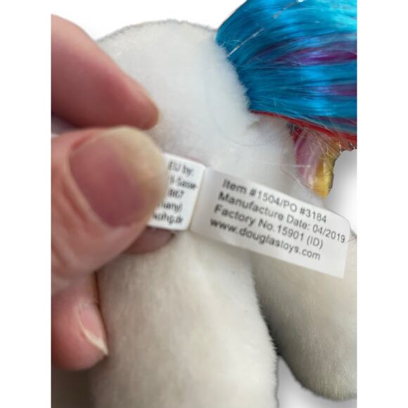 Douglas Unicorn Plush Elodie White & Senna Rainbow Nursery Decor 9” Lot of 2 - Picture 3 of 15